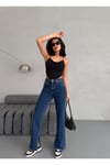 YIRTMAÇ DETAYLI BORU PAÇA DARK BLUE LYCRA JEAN