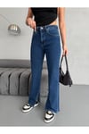 YIRTMAÇ DETAYLI BORU PAÇA DARK BLUE LYCRA JEAN