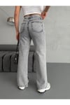 YIRTMAÇ DETAYLI BORU PAÇA   GREY SNOW WASH JEAN