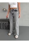 YIRTMAÇ DETAYLI BORU PAÇA   GREY SNOW WASH JEAN