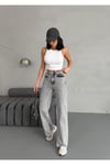YIRTMAÇ DETAYLI BORU PAÇA   GREY SNOW WASH JEAN