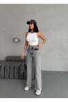 YIRTMAÇ DETAYLI BORU PAÇA   GREY SNOW WASH JEAN
