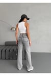 YIRTMAÇ DETAYLI BORU PAÇA   GREY SNOW WASH JEAN