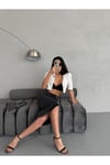 YIRTMAÇLI MİDİ BOY LİKRALI JEAN ETEK