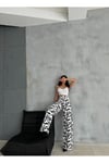 ZEO BASİC BAGGY PANTOLON BEYAZ&SİYAH İNEK DESENLİ
