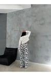 ZEO BASİC BAGGY PANTOLON BEYAZ&SİYAH İNEK DESENLİ YANLARDAN LAZERLİ