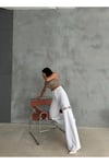 ZEO BASİC BEYAZ BAGGY PANTOLON DENİM KUMAŞ YANLARDAN LAZERLİ
