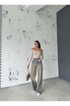 ZEO BASİC DENİM BAGGY PANTOLON YANDAN ÇAPRAZ DİKİŞLİ BEJ TİNTLİ
