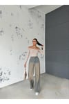 ZEO BASİC DENİM BAGGY PANTOLON YANDAN ÇAPRAZ DİKİŞLİ BEJ TİNTLİ