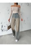 ZEO BASİC DENİM BAGGY PANTOLON YANDAN ÇAPRAZ DİKİŞLİ BEJ TİNTLİ
