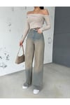 ZEO BASİC DENİM BAGGY PANTOLON YANDAN ÇAPRAZ DİKİŞLİ BEJ TİNTLİ