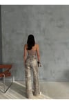ZEO BASİC GOLD LEOPAR DESENLİ  VARAK BASKILI GENİŞ PAÇA PANTOLON