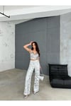 ZEO BASİC GÜMÜŞ ASKERİ DESEN VARAK BASKILI GENİŞ PAÇA PANTOLON