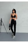 ZEO BASİC LİKRALI MOM JEAN SİYAH GABRDİN KUMAŞ