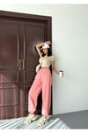 ZEO BASİC PARAŞÜT KUMAŞ KARGO CEPLİ BEL VE PAÇA LASTİKLİ PANTOLON PEMBE