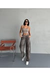 ZEO BASİC SKATER PANTOLON LEOPAR DESENLİ BEJ