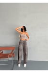 ZEO BASİC SKATER PANTOLON LEOPAR DESENLİ BEJ