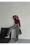 ZEO BASİC WİDE-LEG PANTOLON LEOPAR DESENLİ HAKİ