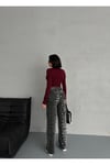 ZEO BASİC WİDE-LEG PANTOLON LEOPAR DESENLİ HAKİ