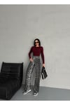 ZEO BASİC WİDE-LEG PANTOLON LEOPAR DESENLİ HAKİ
