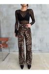 ZEO BASİC WİDE-LEG PANTOLON LEOPAR DESENLİ