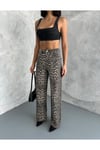 ZEO BASİC WİDE-LEG PANTOLON LEOPAR DESNLİ BEJ