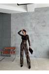 ZEO BASİC WİDE-LEG PANTOLON LEOPAR DESENLİ