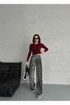 ZEO BASİC WİDE-LEG PANTOLON LEOPAR DESENLİ HAKİ