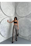ZEO BASİC WİDE-LEG PANTOLON LEOPAR DESNLİ BEJ