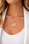 Lolajewerly Luxury Steel Gold Renk Çelik Nazar Boncuklu Yonca Kolye