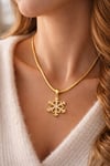 luxury steel gold renk İtalyan zincirli kar tanesi Çelik kolye