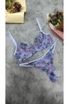 Çiçek Desenli Dantel & Tül Sütyen Külot Takımı Bralet Külot Takımı