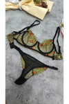 Çiçek Desenli Dantel & Tül Sütyen Külot Takımı Bralet Külot Takımı
