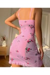 Kadın Çiçek Desenli Pembe Renk Pamuk Pijama Takımı