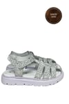 Kız Çocuk Sandalet Gümüş Hakiki Deri Esnek Yazlık Ortopedik Taban