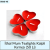 İthal Mum Tealights Kalpli Kırmızı   (50 Li)