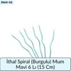 İthal Spiral (Burgulu) Mum Mavi 6 Lı   (15 Cm)
