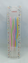 İthal Spiral (Burgulu) Mum Rainbow 6 Lı  (15 Cm)