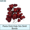 Pasta Üstü Kalp Süs Simli Bordo