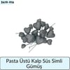 Pasta Üstü Kalp Süs Simli Gümüş