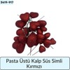 Pasta Üstü Kalp Süs Simli Kırmızı