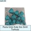 Pasta Üstü Kalp Süs Simli Turkuaz