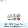 RP10108 Büyük Boy Desenli Kalp Enjektör 4 Lü