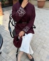 Pera Manşeti Taşlı Gömlek | Bordo