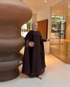 Taş Detaylı içlik Elbise Panço Abaya Kahverengi