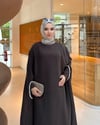 Taş Detaylı içlik Elbise Panço Abaya Kahverengi