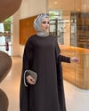 Taş Detaylı içlik Elbise Panço Abaya Kahverengi