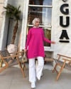 Taşlı Merserize Tunik Pembe