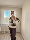 çizgili triko kazak kahve