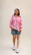 Pembe Oversize Açık Yaka Gömlek